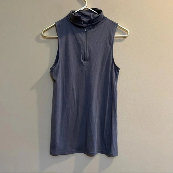 Womens Tildon Grey Turtleneck tank top sz S Zipper High Neck Sleeveless - Picture 3 of 8